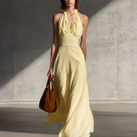 Women's Simple Ruffled Backless Flowy Maxi Dress MDZ0823E0ZRK