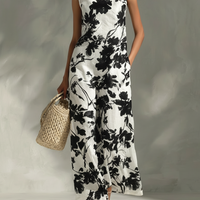 Women's Simple Printed Sleeveless Maxi DressMDZ0881E4ZRK