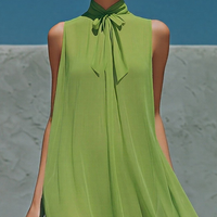 Women’s Lime Green Sleeveless Chiffon Midi Dress With Neck Tie Detail MDZ0914E0T