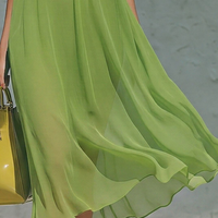 Women’s Lime Green Sleeveless Chiffon Midi Dress With Neck Tie Detail MDZ0914E0T