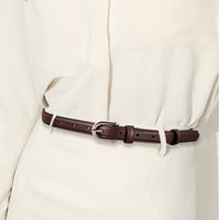 Women's Brown Classic Faux Leather Gold - Buckle Belt MDA0898H6I