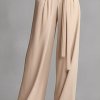 Women's Neutral-colored Cotton Blend Knit Jumpsuit With Gathered Waist MDA1516L0I