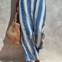 Women's Minimalist Vacation-style Striped Printed Suspender Jumpsuit MDZ1085B0Y