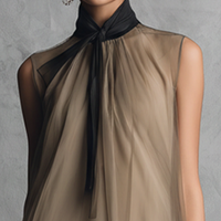 Women's Light Luxury Khaki And Brown Color-blocked Chiffon Sleeveless Dress MDZ1535A7BA