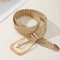 Women's Gold Chic Cotton And Linen Braided Imitation Metal Belt MDA1606H0I
