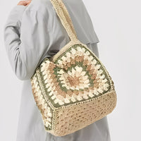 Women's One-Shoulder Magnetic Buckle Large-Capacity Woven Bag MDA0487H3I
