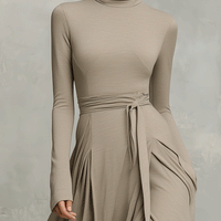 Women’s Elegant Figure-flattering Long Sleeves Knit Blend Midi Dress MDA2446G6I