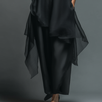 Women's Minimalist Imitation Acetate Slip Dress Paired With A Chiffon Overlay Maxi Dress MDZ2702A3Y