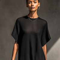 Women's Minimalist Sheer Knit Short-sleeved Maxi Dress MDZ0911A8Y