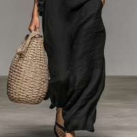 Women's Minimalist Linen-blend Sleeveless Maxi Dress With Ruffle Details MDZ1622A0Y
