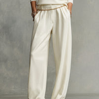 Women's Ivory Soft Knit Turtleneck with Oversized Silhouette & High Neck, Contemporary Effortless-Chic Style Top MDA1522K5I
