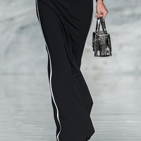 Women's Black And White Trim Square Neck Long Sleeve Tight Maxi Dress MDA1698G8Y