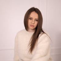 Alpaca Knit Sweater and Pants Set, Cream Fluffy Lounge Knitwear Outfit T2190