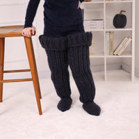 Long Chunky Knit Boot Socks, Over Knee Mohair and Wool Leg Warmers   T2180