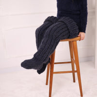 Long Chunky Knit Boot Socks, Over Knee Mohair and Wool Leg Warmers   T2180
