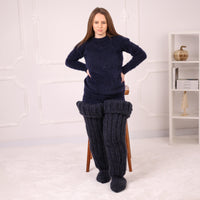 Long Chunky Knit Boot Socks, Over Knee Mohair and Wool Leg Warmers   T2180