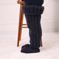 Long Chunky Knit Boot Socks, Over Knee Mohair and Wool Leg Warmers   T2180