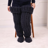 Long Chunky Knit Boot Socks, Over Knee Mohair and Wool Leg Warmers   T2180