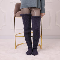 Hand Knitted Full Leg Wool Socks, Chunky Knee High Socks, 100% Wool Boot Socks T2203