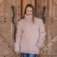 One available in size 3XL, Kid Mohair Turtleneck Sweater, 10 Strand Fluffy Texture T2216