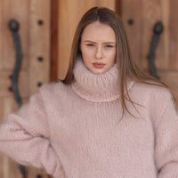 One available in size 3XL, Kid Mohair Turtleneck Sweater, 10 Strand Fluffy Texture T2216