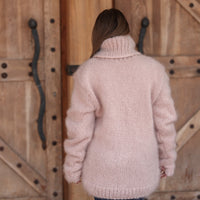 Kid Mohair Turtleneck Sweater, 10 Strand Knit, Fluffy Texture, Hand Knitted Soft Fit T2216