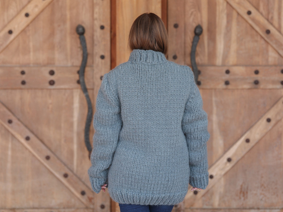 One available in size 6XL, Suri Alpaca Sweater, Chunky Knit, Hand Knitted Crewneck  T2217