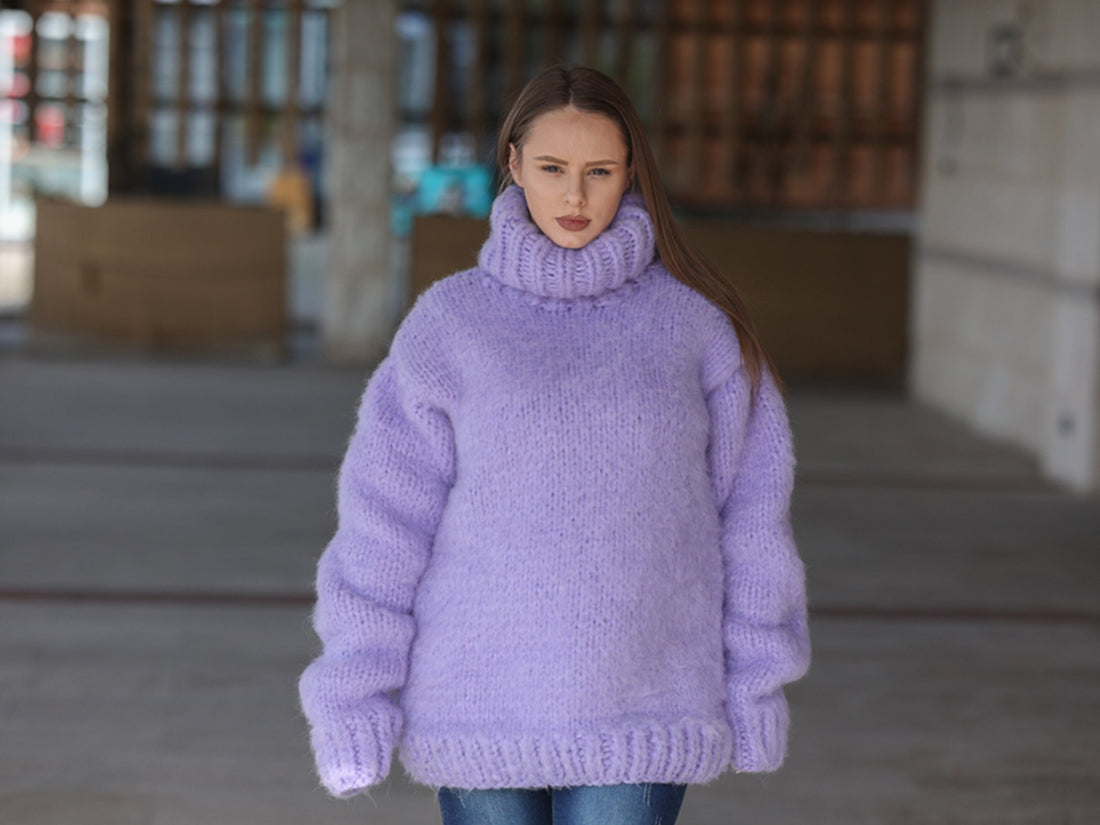 One available in size 6XL, Suri Alpaca Sweater, Chunky Knit, Hand Knitted Crewneck  T2219