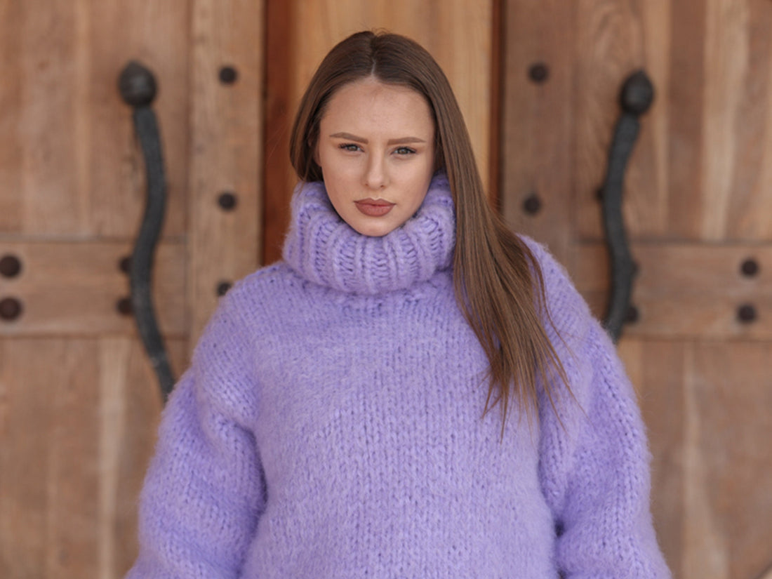 One available in size 6XL, Suri Alpaca Sweater, Chunky Knit, Hand Knitted Crewneck  T2219