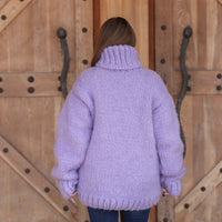 Purple Alpaca Sweater, 20 Strand Knit, Hand Knitted Fluffy Texture, Chunky Turtleneck Fit T2219