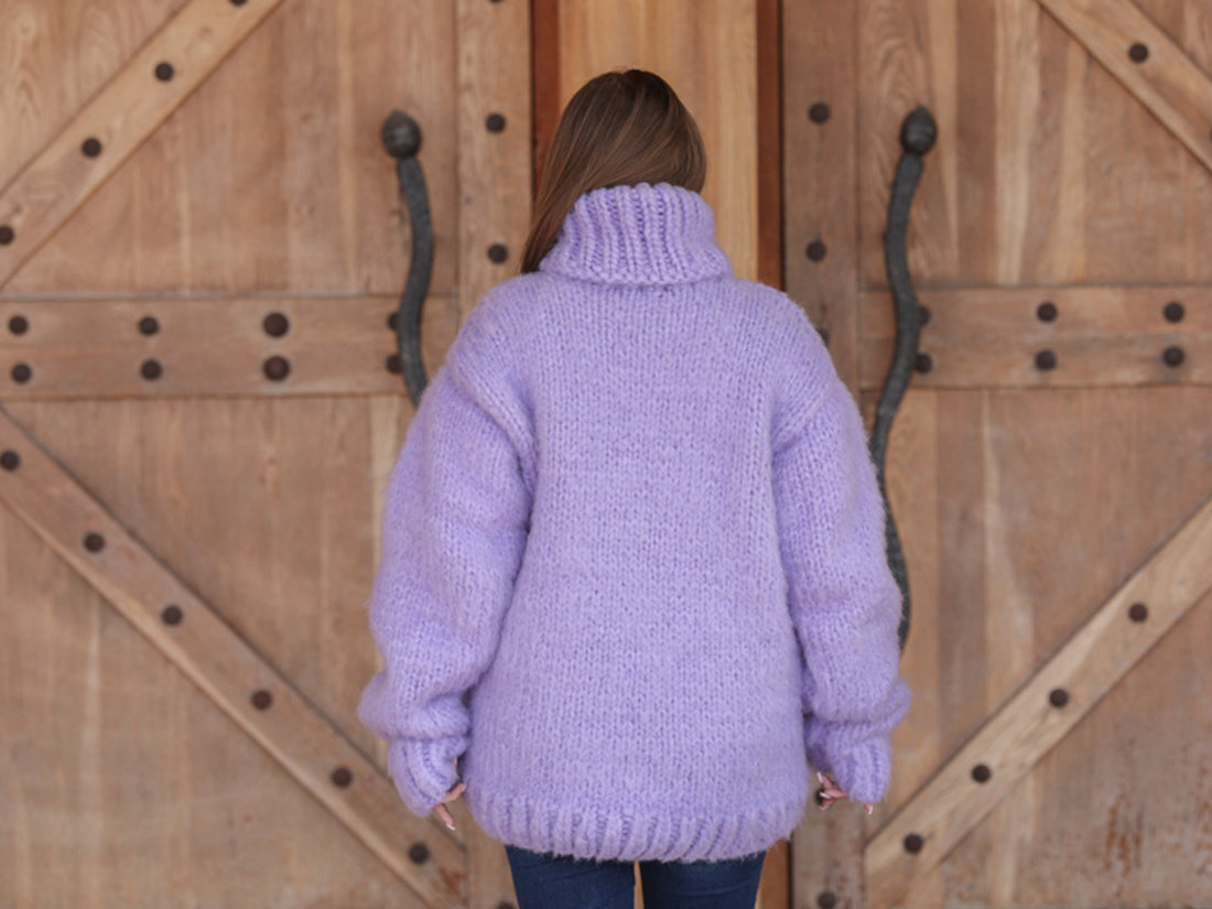 One available in size 6XL, Suri Alpaca Sweater, Chunky Knit, Hand Knitted Crewneck  T2219