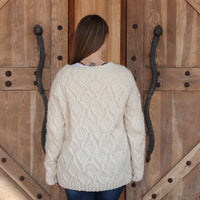 One available in size 2XL , Baby Alpaca Cardigan, Hand Knit Cable Zip Sweater T2210