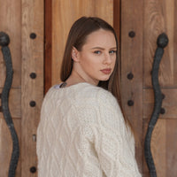 One available in size 2XL , Baby Alpaca Cardigan, Hand Knit Cable Zip Sweater T2210