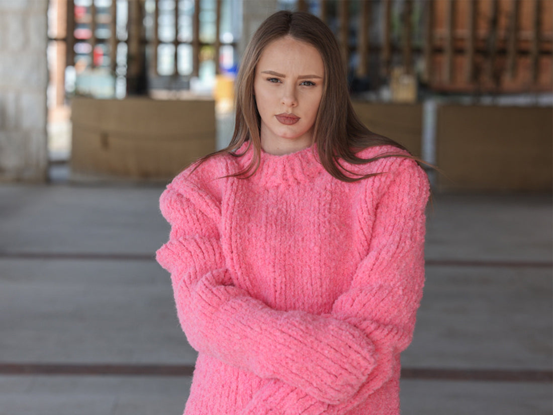 One available in size 4XL, Alpaca Wool Crewneck  Sweater, Hand Knit Boucle Knit T2212