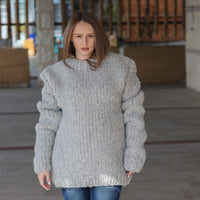 One available in size 4XL, Alpaca Wool Crewneck Sweater, Hand Knit Boucle Knit T2211
