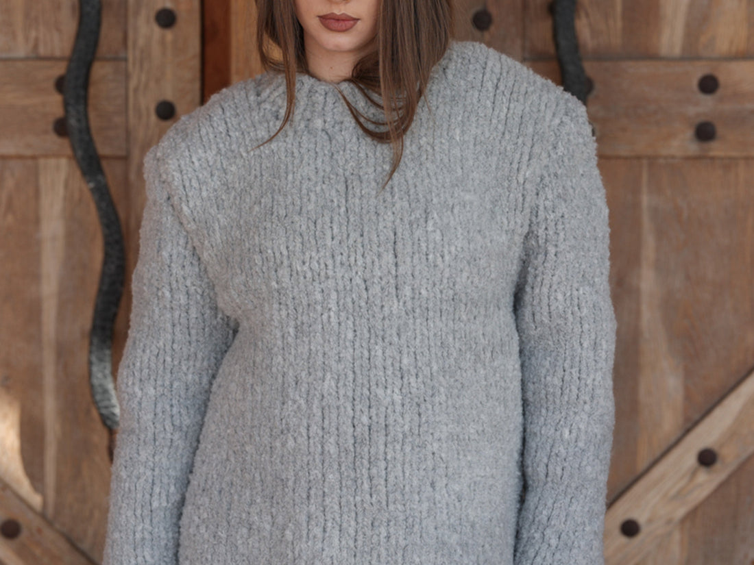 One available in size 4XL, Alpaca Wool Crewneck Sweater, Hand Knit Boucle Knit T2211