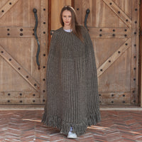 Wool Poncho, English Rib Cape, Fringe Hem Wrap T2205