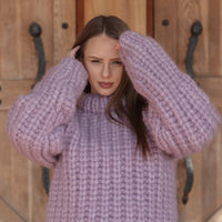One available in size 6XL, Suri Alpaca Sweater, Chunky Knit, Hand Knitted Crewneck  T2220
