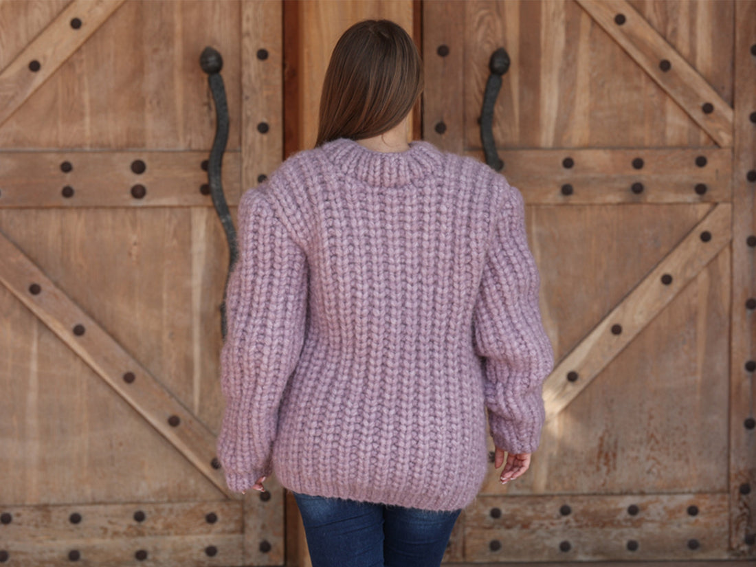 One available in size 6XL, Suri Alpaca Sweater, Chunky Knit, Hand Knitted Crewneck  T2220