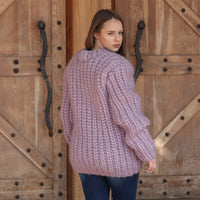 One available in size 6XL, Suri Alpaca Sweater, Chunky Knit, Hand Knitted Crewneck  T2220