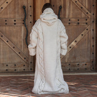 Long Wool Cardigan, Cable Knit Duster, Hand Knit Button Front T2207