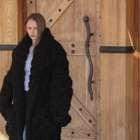 25-Strand Mohair Cardigan with Oversized Collar and Honeycomb Knit Coat T2206