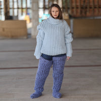 Long Chunky Knit Socks, Over Knee Mohair Wool Leg Warmers   T2204