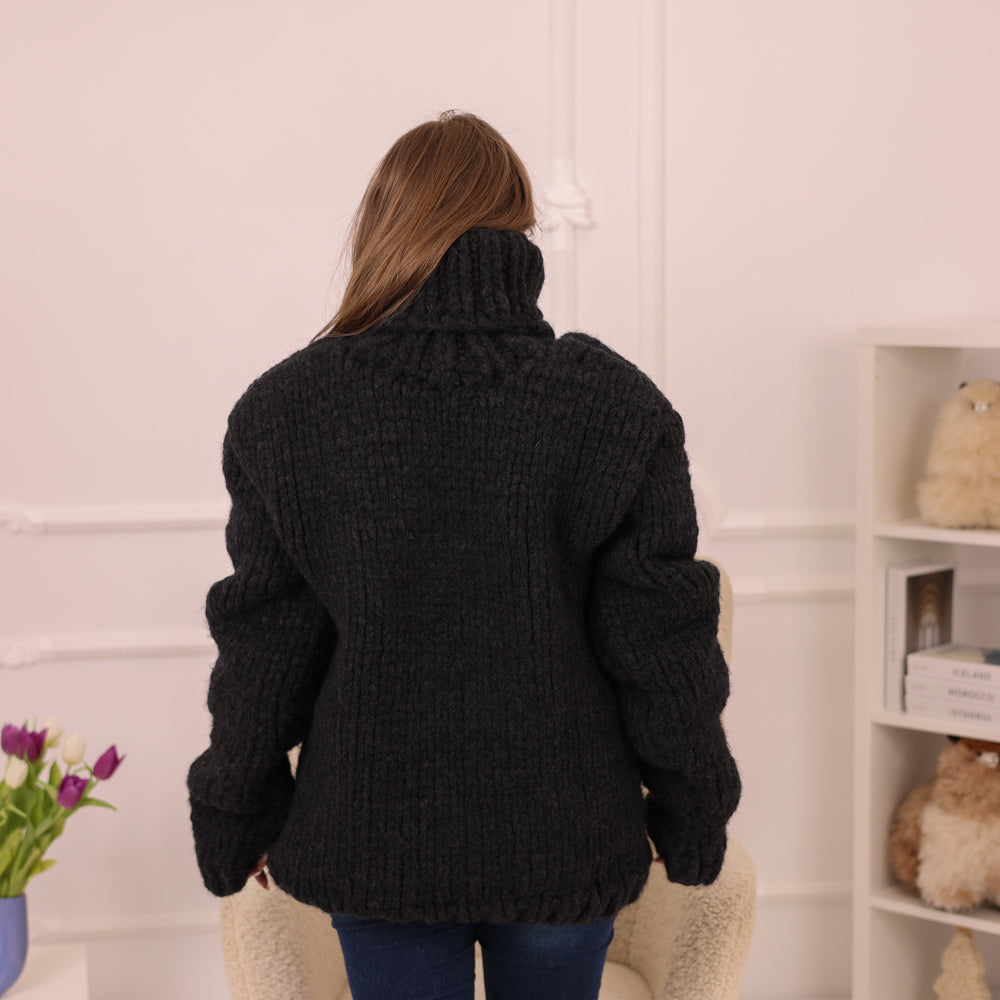 40 strand Yak Merino Sweater, Extra Chunky Knit, Hand Knitted Heavy Pullover T2231