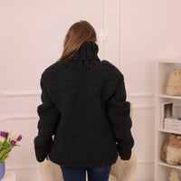 40 strand Yak Merino Sweater, Extra Chunky Knit, Hand Knitted Heavy Pullover T2231