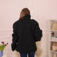 40 strand Yak Merino Sweater, Extra Chunky Knit, Hand Knitted Heavy Pullover T2231