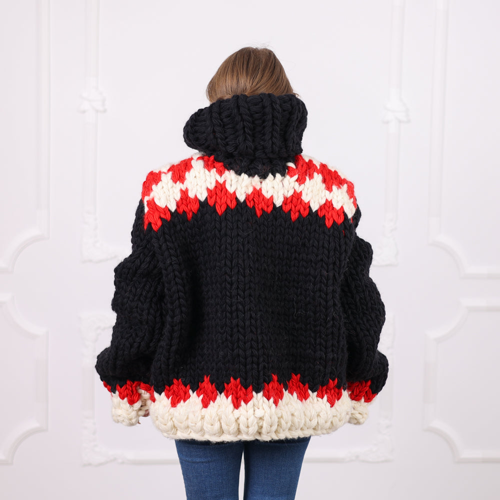 Extra Chunky Icelandic Wool Sweater, Hand Knitted Pullover, Thick Turtleneck Knit T2093
