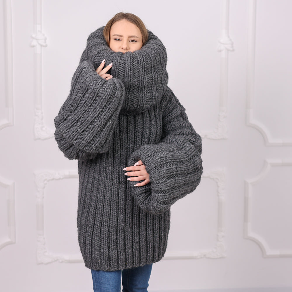 30-Strand Chunky Wool Sweater – Hand-Knitted Oversized Pullover in 100% Soft Wool T1304 (Copy)