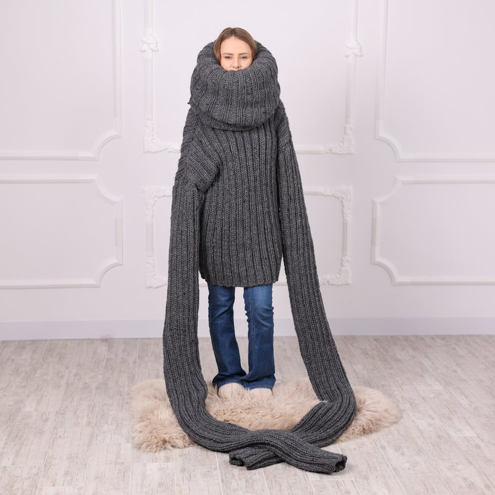 30-Strand Chunky Wool Sweater – Hand-Knitted Oversized Pullover in 100% Soft Wool T1304 (Copy)