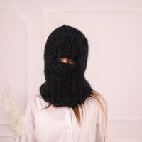 Extra Chunky Black Mohair Balaclava with Full Face Coverage , 30 strands of yarnn T2095